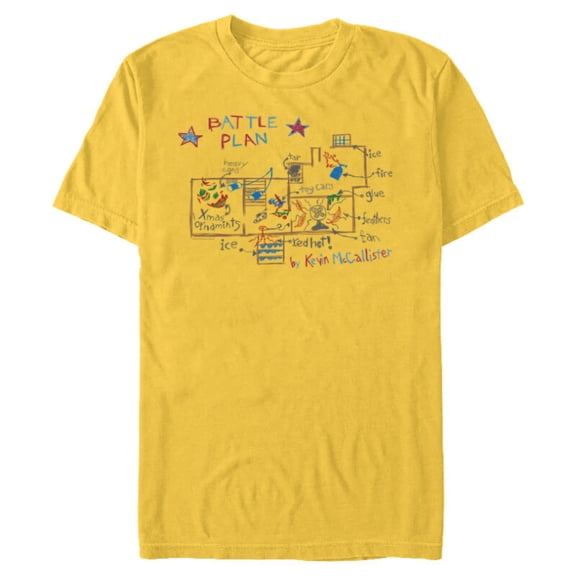 Home Alone Christmas Kevin’s Battle Plan Drawing - Short Sleeve Blended T-Shirt for Adults - Customized-Yellow