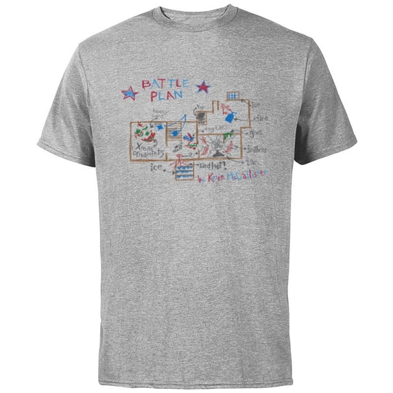 Home Alone Christmas Kevin’s Battle Plan Drawing - Short Sleeve Cotton T-Shirt for Adults - Customized-Athletic Heather