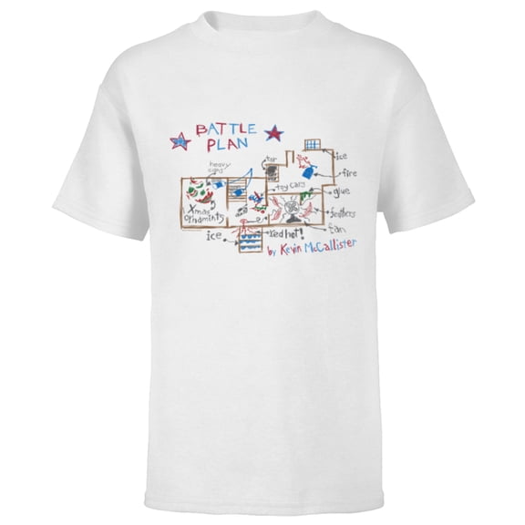 Home Alone Christmas Kevin’s Battle Plan Drawing - Short Sleeve T-Shirt for Kids - Customized-White