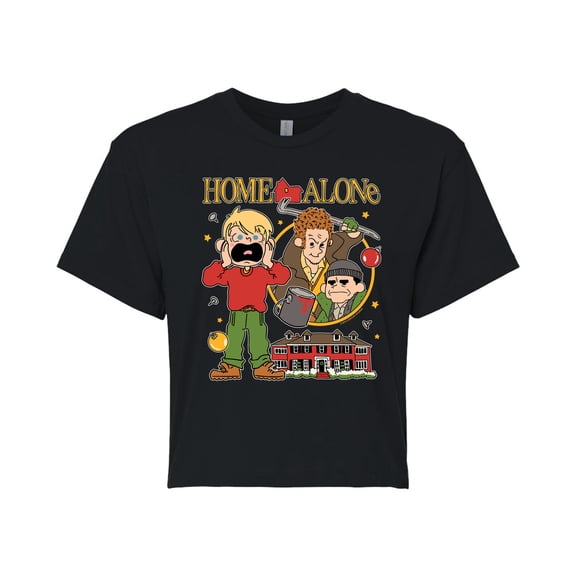 Home Alone - Collage - Juniors Cropped Graphic T-Shirt
