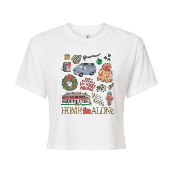 Home Alone - Ha Icon Grid - Juniors Cropped Graphic T-Shirt