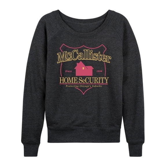 Home Alone - Home Security Women's Lightweight French Terry Wide Neck Long Sleeve Graphic Shirt