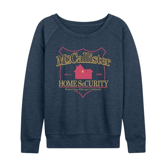 Home Alone - Home Security Women's Lightweight French Terry Wide Neck Long Sleeve Graphic Shirt