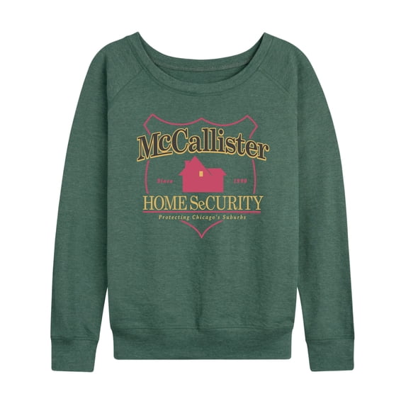 Home Alone - Home Security Women's Lightweight French Terry Wide Neck Long Sleeve Graphic Shirt