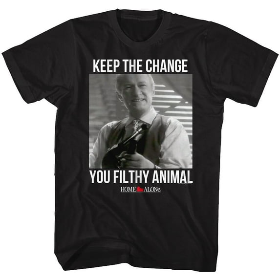 Home Alone Keep The Change Black Adult T-Shirt