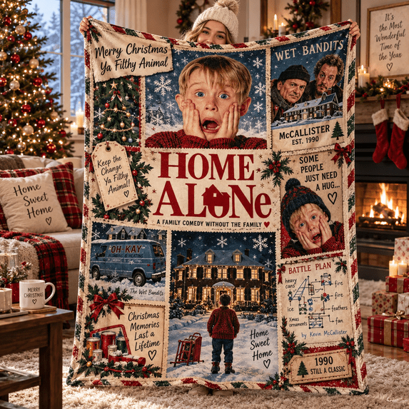 Home Alone Kevin McCallister Christmas Flannel Blanket, Vintage Holiday ...