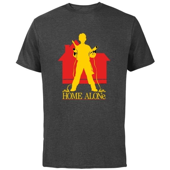 Home Alone Kevin McCallister Silhouette House Logo Retro - Short Sleeve Cotton T-Shirt for Adults - Customized-Charcoal