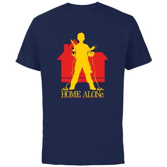 Home Alone Kevin McCallister Silhouette House Logo Retro - Short Sleeve Cotton T-Shirt for Adults - Customized-Navy
