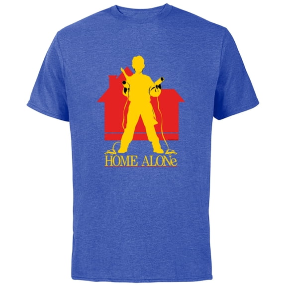 Home Alone Kevin McCallister Silhouette House Logo Retro - Short Sleeve Cotton T-Shirt for Adults - Customized-Royal Heather