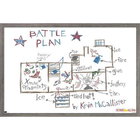Home Alone - Map Wall Poster, 22.375" x 34", Framed