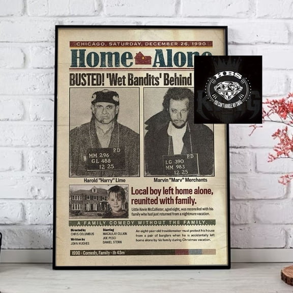 Home Alone Movie Poster: 90S Film, Wet Bandits, Kevin Mccallister, Unframed Poster Size 24x36