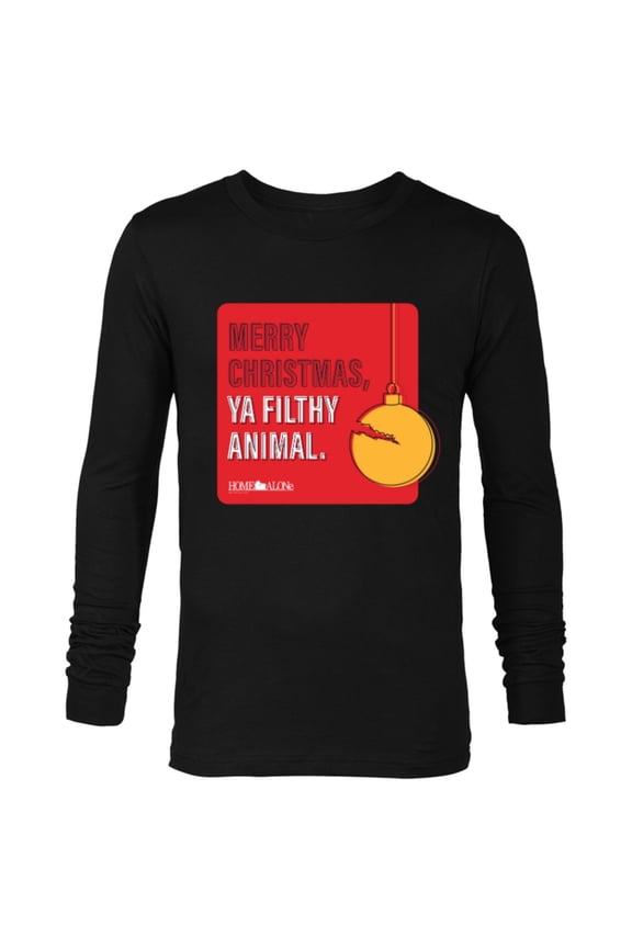 Home Alone Movie Quote Merry Christmas, Ya Filthy Animal - Long Sleeve T-Shirt for Men - Customized-Black