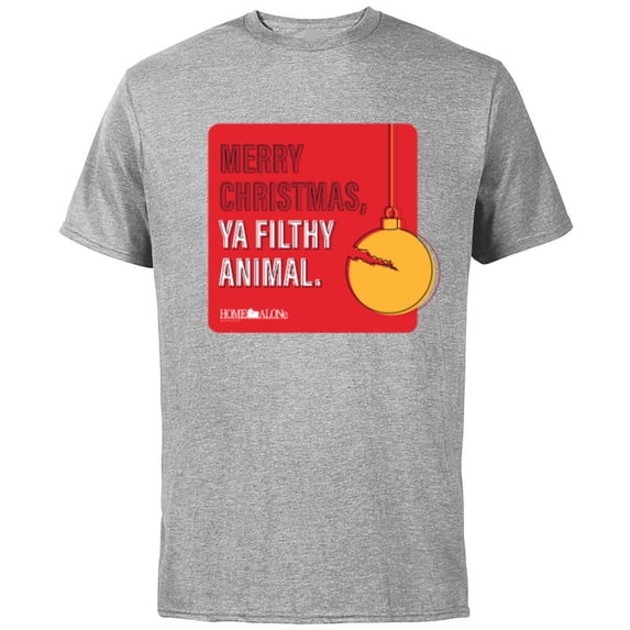 Home Alone Movie Quote Merry Christmas, Ya Filthy Animal - Short Sleeve Cotton T-Shirt for Adults - Customized-Athletic Heather