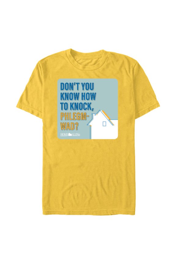 Home Alone Quote “Don’t You Know How to Knock, Phlegm-Wad?” - Short Sleeve Blended T-Shirt for Adults - Customized-Yellow