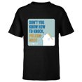 thumbnail image 1 of Home Alone Quote “Don’t You Know How to Knock, Phlegm-Wad?” - Short Sleeve T-Shirt for Kids - Customized-Black, 1 of 5