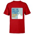 thumbnail image 1 of Home Alone Quote “Don’t You Know How to Knock, Phlegm-Wad?” - Short Sleeve T-Shirt for Kids - Customized-Red, 1 of 5