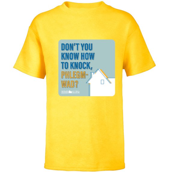 Home Alone Quote “Don’t You Know How to Knock, Phlegm-Wad?” - Short Sleeve T-Shirt for Kids - Customized-Yellow