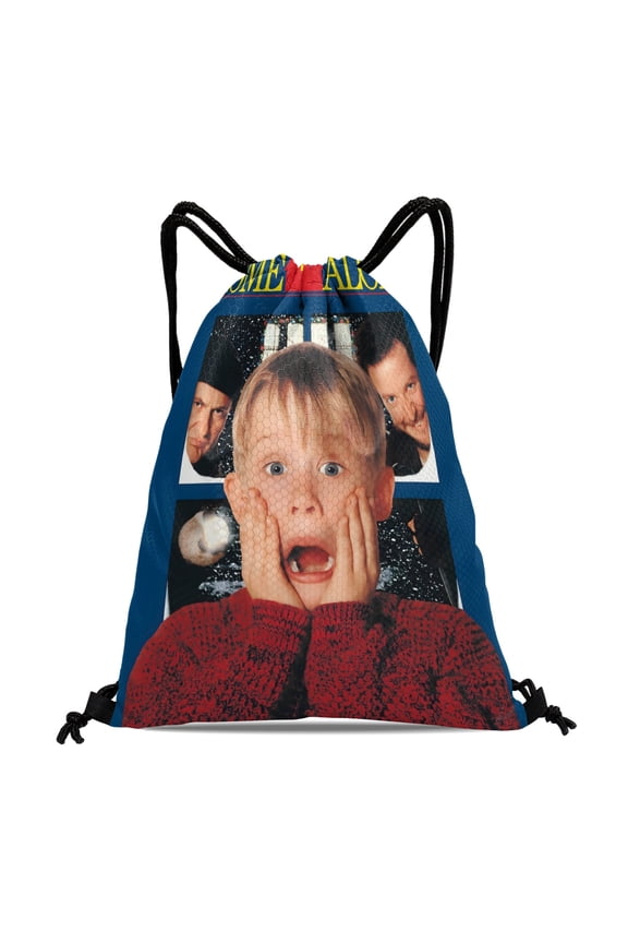 Home Alone-theme Drawstring Backpack Sports Gym Bag Water Resistant String Bag Cinch Bag12"X16"30X40cm