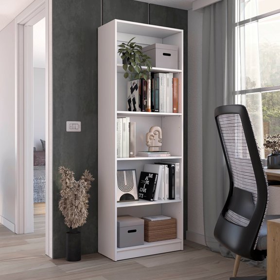 Home And Office 4 Shelf White Bookcase With Plentiful Storage For Accessories 4-shelf - A Must-have