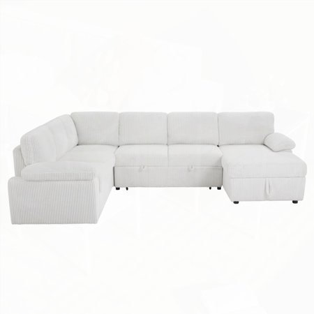 Home Apartment Office Living Room Oversized Modular Sofa Couch - Corduroy Upholstered Deep Seat & Free L/U Shape Convertible Sleeper