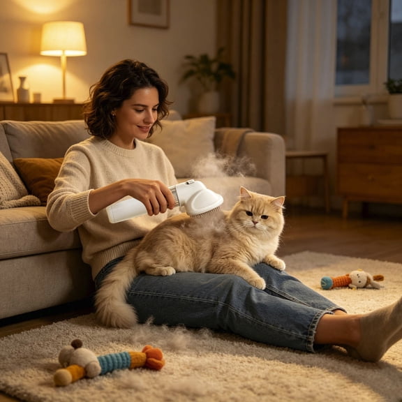 Home Appliances Cordless Handheld Pet Hair Vacuum 3-in-1 Grooming Brush with Strong Suction Rechargeable Portable Vacuum for Home and Car Cleaning
