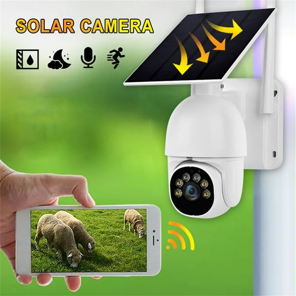 Home Appliances ZKCCNUK Gadgets, Security Camera Wireless Outdoor Solar Powered 2.4G WiFi 360° View Pan Tilt Home Security System With Motion Detection Full Color Recording Up to 30% off Clearance