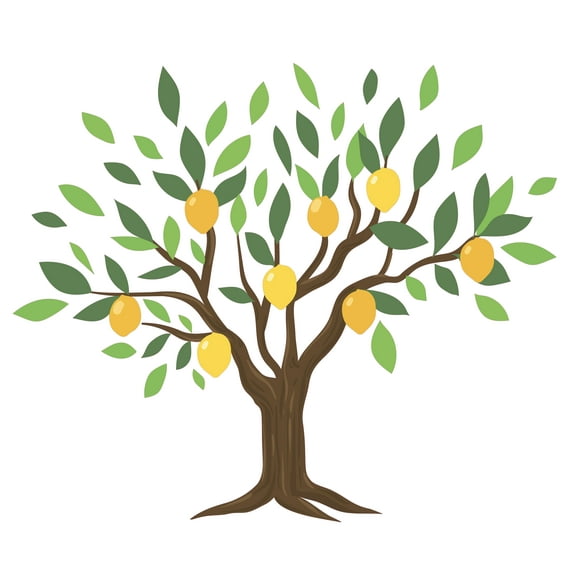 Home Art Lemon Tree Decoration Multicolored Art Design Kids Bedroom Vinyl Adhesive Wall Decal - 21" x 28" Removable Family Living Room Mango Tree Yellow Fruit Easy To Apply Wall DÃ©cor Sticker
