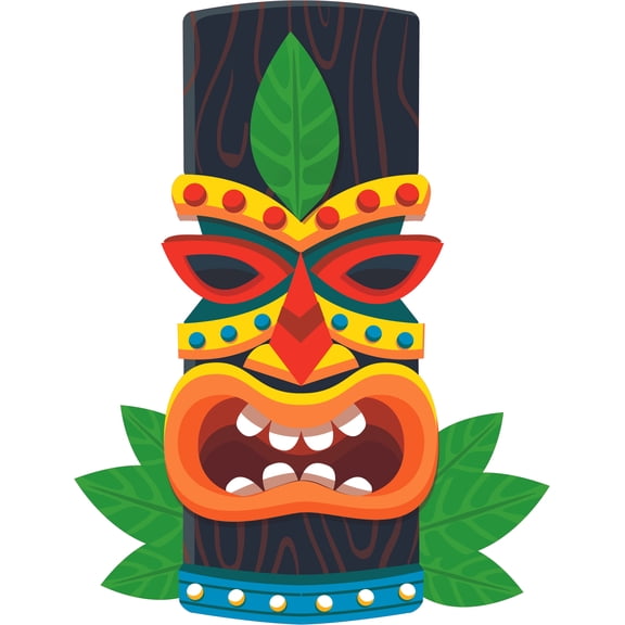 Home Art Tiki Statue Decoration Totem Pole Large Polynesian Multi-colored Carvings Wall Decal - 20" x 26" Removable Vinyl Hawaiian Ancestor Culture Design Bedroom Living Room Adhesive Decor Sticker