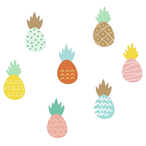 Home Art Vinyl 19" x 20" Multicolored Pineapple Fruits Home Kitchen Wall Decoration Multi Pattern Pineapples Design Easy To Apply Bedroom Living Room Wall Decal Sticker