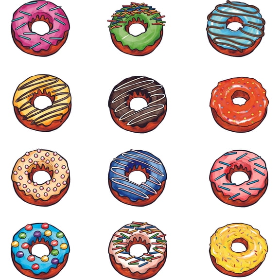 Home Art Vinyl Doughnuts Decor Adhesive Multi-colored Donuts Wall Decal Design | 20" x 21" Removable Kids Bedroom Living Room Fried Dough Ring Shaped Food Dessert Wall Decoration Sticker