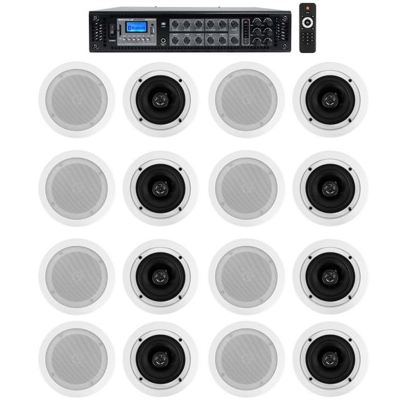 Home Audio System+(16) 5.25" White Bedroom/Living Room/Bathroom Ceiling Speakers