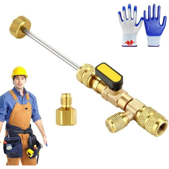 Home & Auto AC Valve Core Remover Installer Tool, High Low Pressure Ac Refrigerant Valve Core Quick Removal Tool Kit, for R134A Refrigerant Air Conditioner System (Type A)