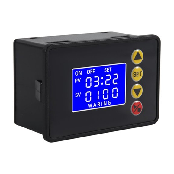 Home Automation 4-Digit LCD Timer Relay for On/Off Cycles, Programmable DC 12V Time Controller, 00:00-99:59