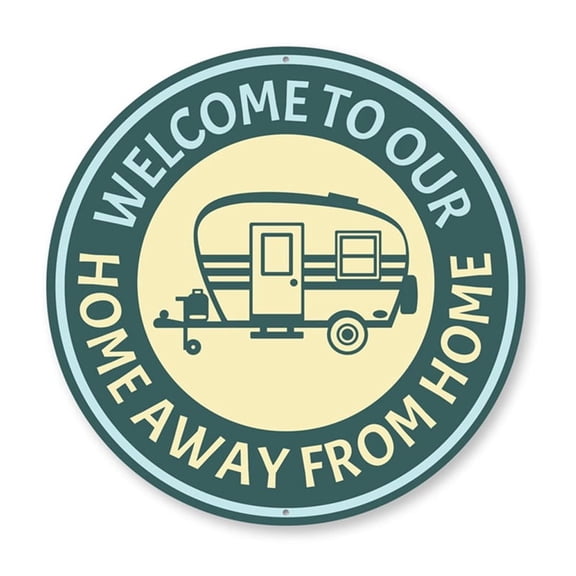 Home Away from Home Aluminum Metal Decor Sign - 12" Round