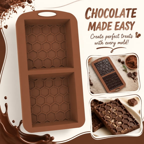 Home Baking Accessory, Silicone Tray, Making, Silicone Molds for Baking, 10X5 in Rectangular Honeycomb Pattern Chocolate Mold, Heat Resistant Tool for Custom Homemade Chocolate,