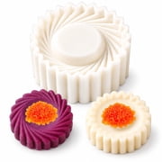 Home Baking Essential Double Ended Pastry Mold, 2-in-1 Creative Hand Press Dessert Tool with Sunflower Pattern for Cookies Mooncakes & DIY Treats White