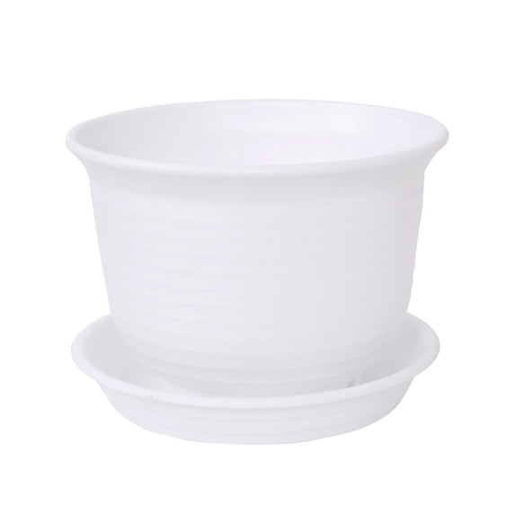 Home Balcony Plastic Drainage Holes Flower Plant Pot Tray Holder Container White