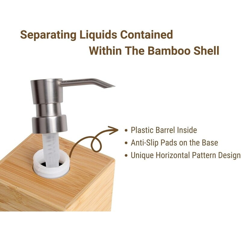 Natural Bamboo and Stainless Steel Bathroom Accessories Set