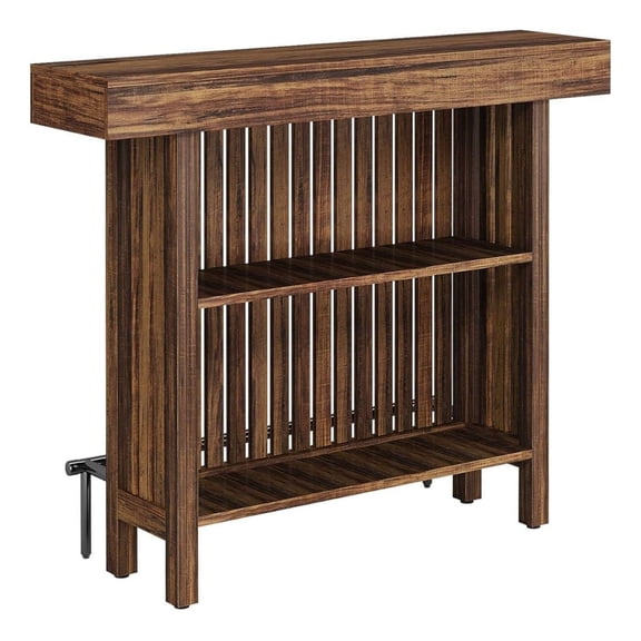 Home Bar Table with Storage, Modern Bar Dining Table, Coffee Table - 47" Wine Cabinet with Footrest & Metal Frame