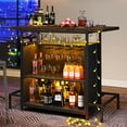 Home Bar Unit, Industrial 3Tier Liquor Bar Table with Glasses Holder