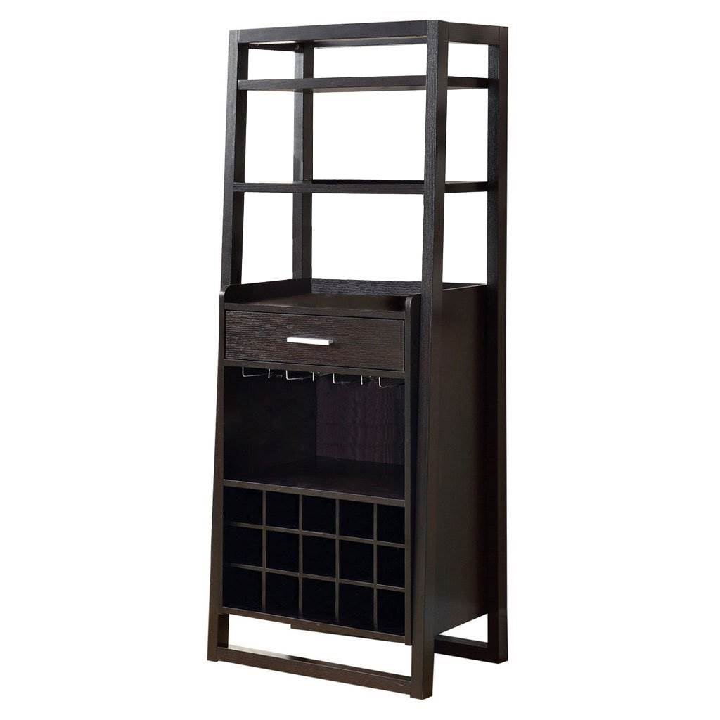 Home Bar Wine Rack Storage Cabinet Laminate Brown Contemporary Modern - image 1 of 5