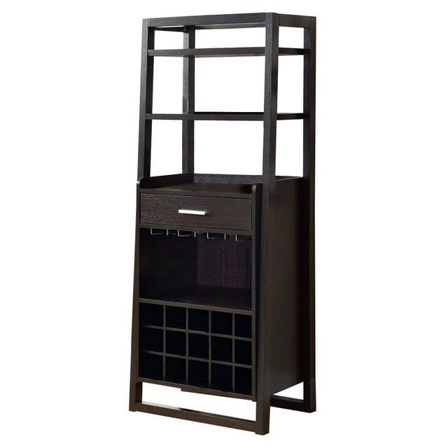 Home Bar Wine Rack Storage Cabinet Laminate Brown Contemporary Modern