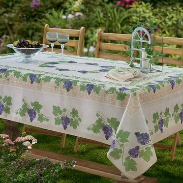 Home Bargains Plus Bordeaux Wine Grapevine Bordered Print 52 x 52 inch Square Fabric Tablecloth