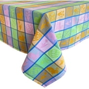 Home Bargains Plus Bunny Jubilee Easter Patchwork Woven Plaid Cotton Tablecloth, Pastel Easter Egg and Floral Plaid Woven Spring Fabric Tablecloth, 60” x 120” Oblong/Rectangle