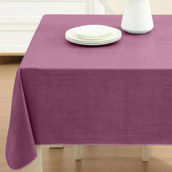 Home Bargains Plus Burgundy Café Hotel 52 x 52 inch Square Vinyl Dining Tablecloth with Flannel Backing