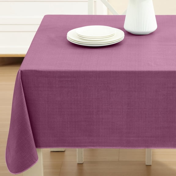 Home Bargains Plus Burgundy Café Hotel 60 x 84 inch Rectangle Vinyl Dining Tablecloth with Flannel Backing