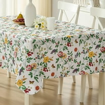 Home Bargains Plus English Berry Garden 52 x 52 Inch Square Vinyl Dining Tablecloth with Flannel Backing