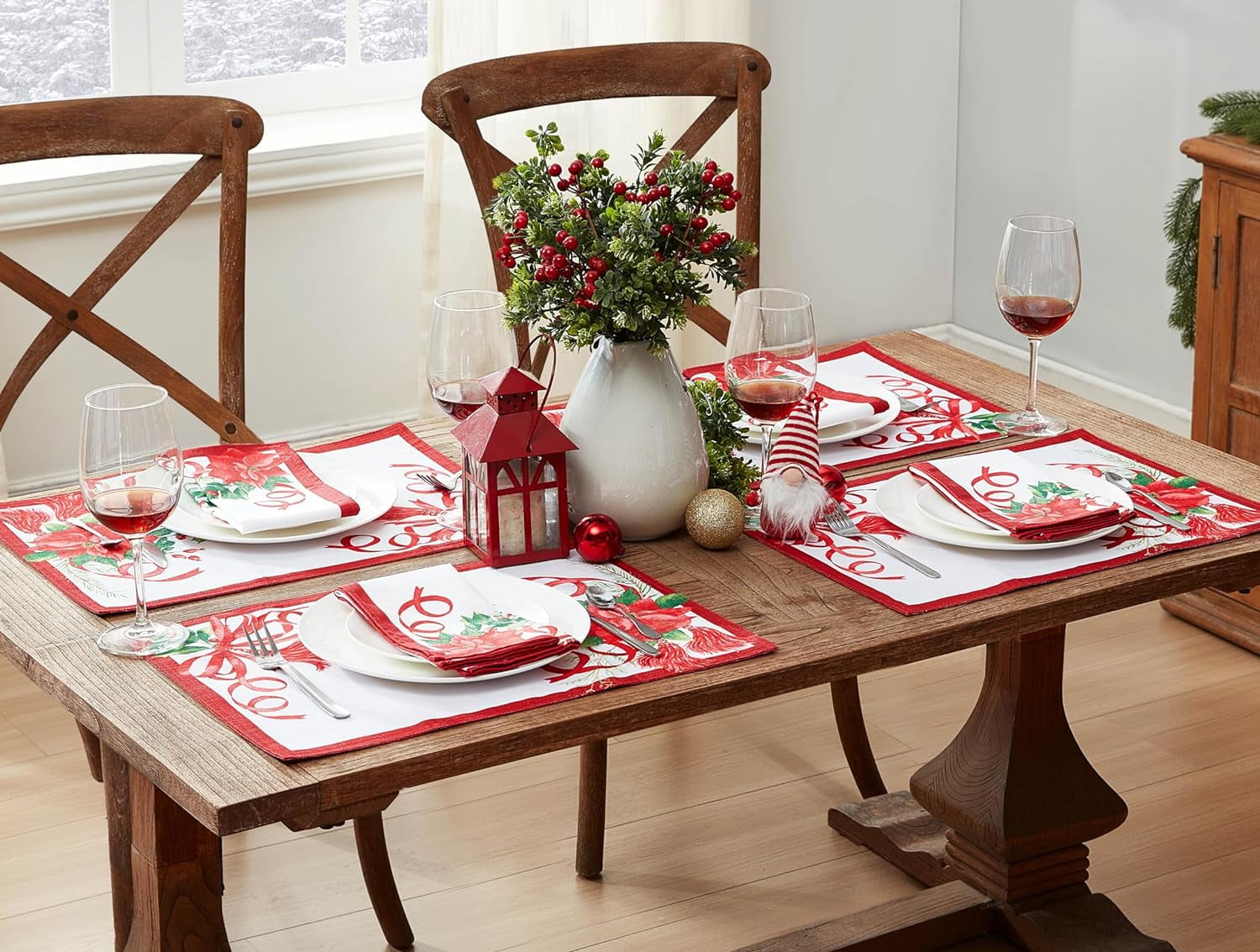Home Bargains Plus Holiday Tassels Provence Christmas Fabric Placemats
