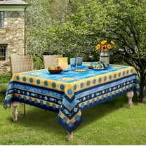 Home Bargains Plus Mediterranean Blue Sun 52 x 52 inch Square Fabric Dining Tablecloth