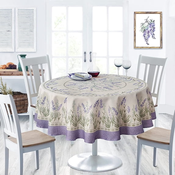French Country Blanchard Field of Lilacs Provence 70 inch Round Fabric Tablecloth